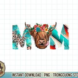 scottish highland cow shirt western leopard serape cow mom pullover hoodie copy png sublimation