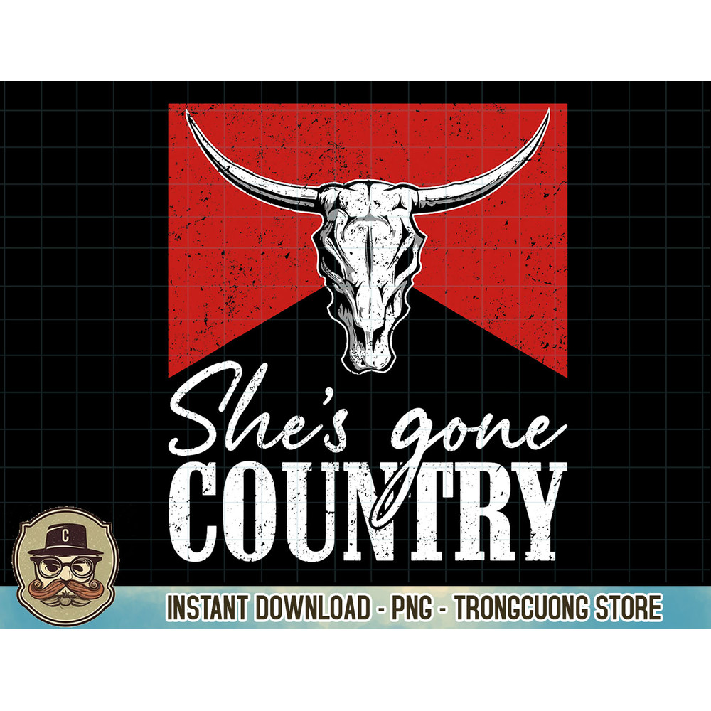She's Gone Country Music Howdy Rodeo Bull Skull Western T-Shirt copy.jpg
