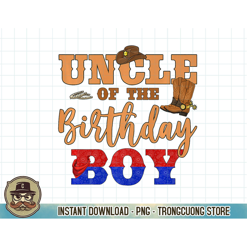 Uncle Of The Birthday Boy Western Cowboy Theme Family B-day Premium T-Shirt copy.jpg