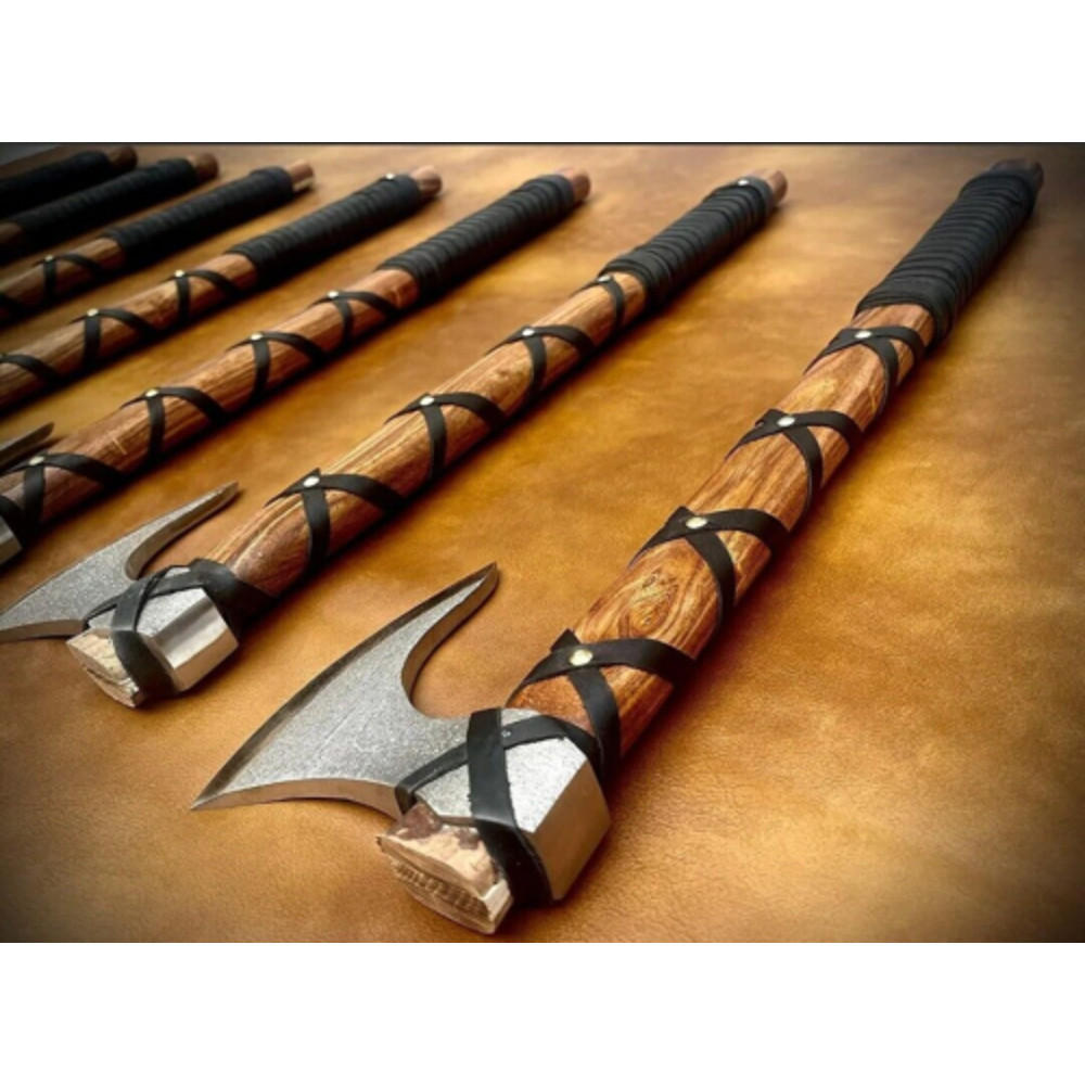 TheUltimateVikingCollectionLotof7HandmadeForgedRagnarAxeLothbrokBattleHatchets 2png
