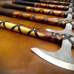 The Ultimate Viking Collection: Lot of 7 Handmade Forged Ragnar Axe Lothbrok Battle Hatchets