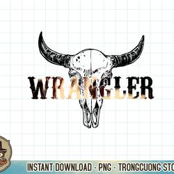 vintage rodeo wrangler western cow skull, leopard bull t-shirt copy png sublimation