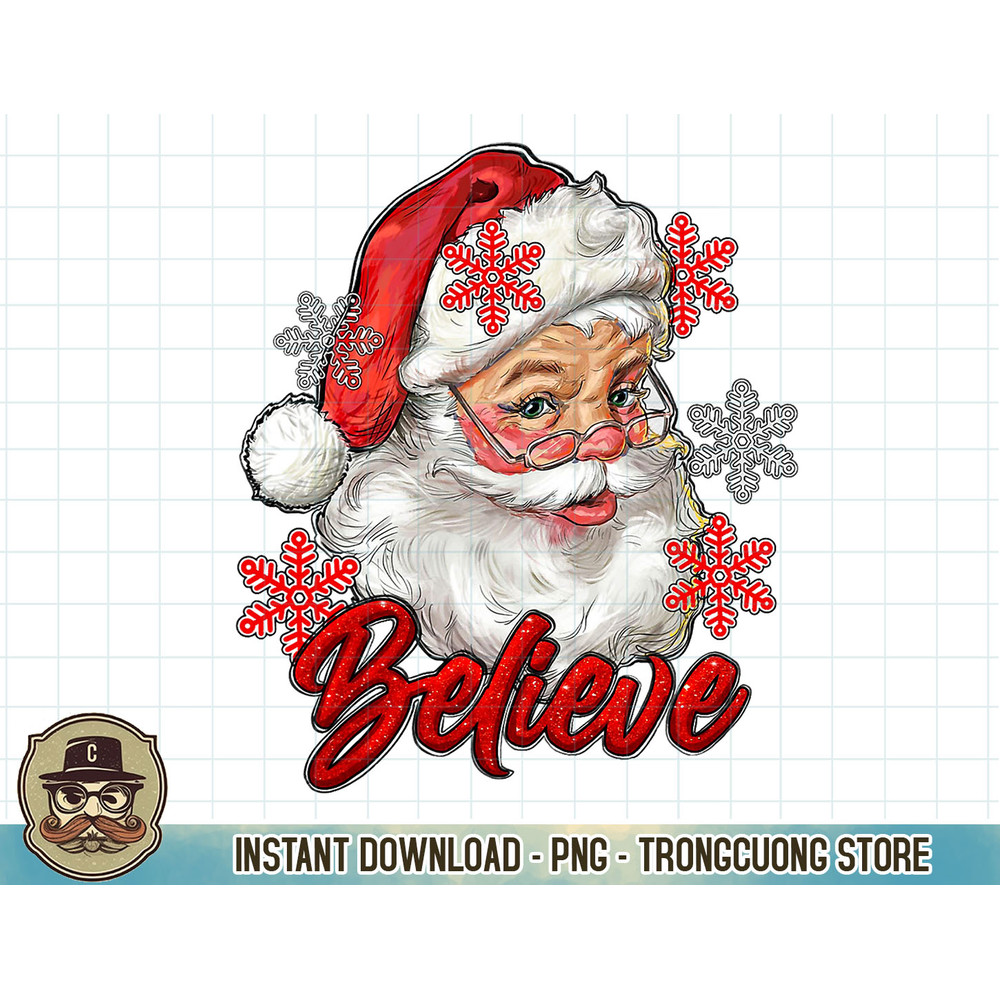 Vintage Snow And Santa Claus Merry Christmas Believe Christ T-Shirt copy.jpg