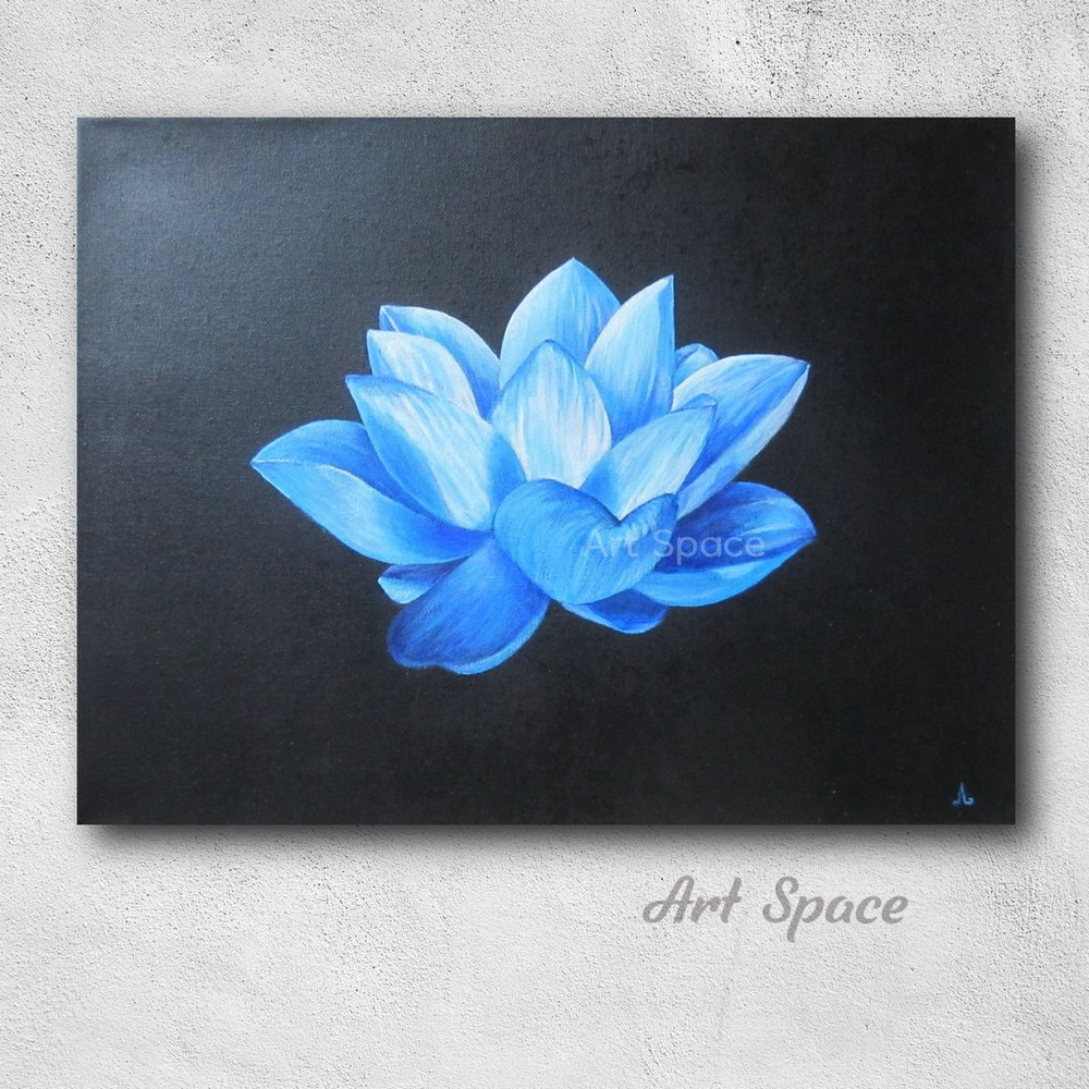 lotus-blue flower-black painting-illustration-painting-acrylic-painting-meditation-yoga-1.jpg