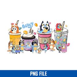bluey ice coffee png, bluey dog, bluey cartoon png digital file