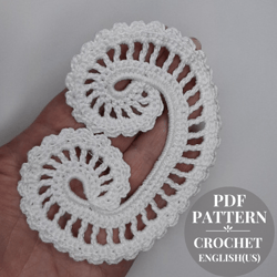 Crochet pattern swirl spiral, crochet spiral applique, crochet motif for Irish Lace, pattern motif, crochet patterns.