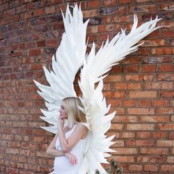 Angel wings costume Cosplay wings  White Christmas angel, Wedding wings fashion show outfit