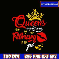 queens are born in february 1st crown instant download, cake topper png, birthday png, birthday queen png files