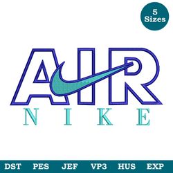 Nike Air Embroidery design file pes. Swoosh letter embroidery design. Machine embroidery pattern, Brand logo embroidery