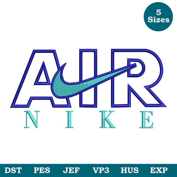 Nike Air Embroidery design file pes. Swoosh letter embroidery design. Machine embroidery pattern, Brand logo embroidery Image 1.jpg