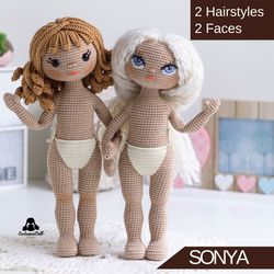 Crochet Doll Pattern Sonya Body only (PDF in English), crochet doll base pattern, instant download