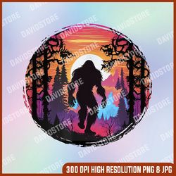 synthwave vintage sunset bigfoot png, bigfoot png, png high quality, png, digital download