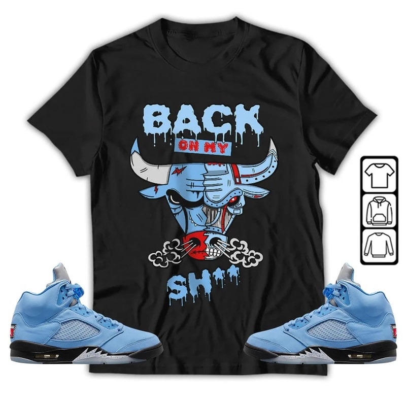 Back Bull Unisex Sneaker Shirt, Retro University Blue 5s Tee, Jordan 5 University Blue T-Shirt