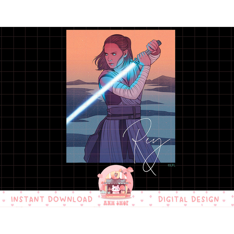 Star Wars Illustrated Rey with Lightsaber T-Shirt copy.jpg