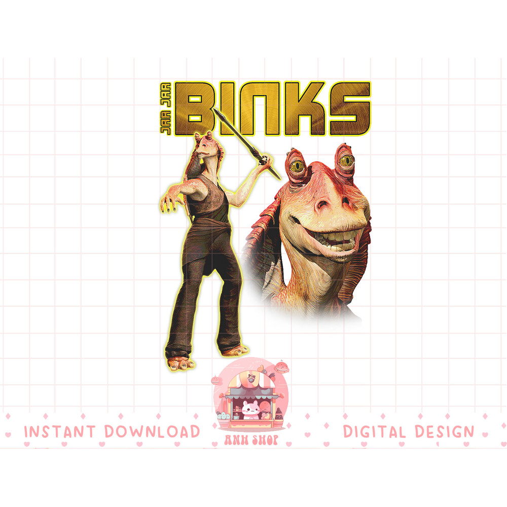 Star Wars Jar Jar Binks Combat Pose & Big Head Background T-Shirt copy.jpg