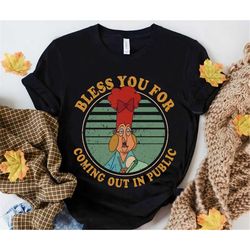 retro mata waitress mudka's meat hut shirt / bless you for coming out in public / emperor's new groove disney t-shirt /