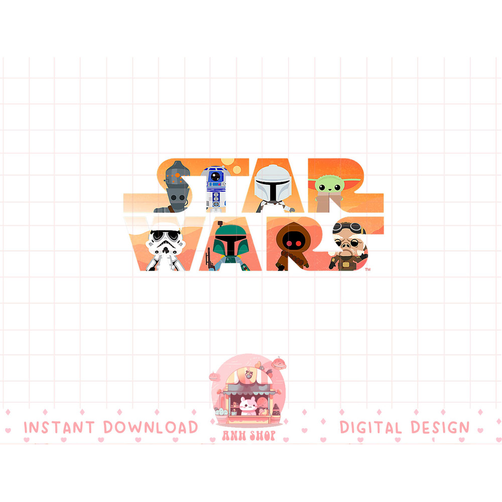 Star Wars Logo The Mandalorian Kawaii Characters T-Shirt copy.jpg