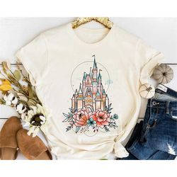 disney cinderella castle floral watercolor shirt / disney castle t-shirt / walt disney world tee / magic kingdom / disne