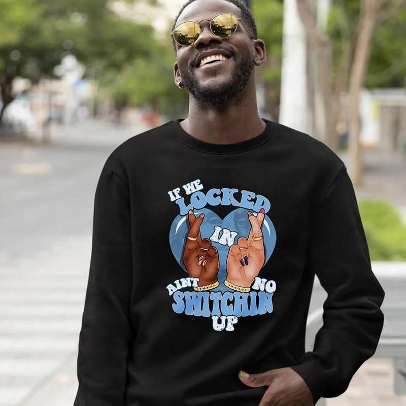 If We Locked In Unisex Sneaker Shirt, Retro University Blue 5s Tee, Jordan 5 University Blue T-Shirt, Hoodie, Tanktop