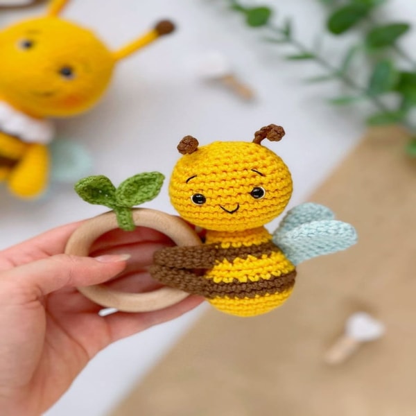 CROCHET PATTERN bee rattle, crochet baby rattle bumblebee, c - Inspire ...