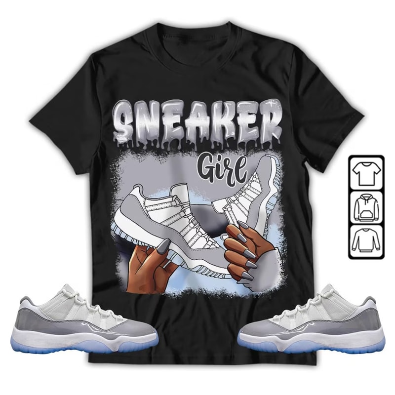 Black Fashion Unisex Sneaker Shirt, Cement Grey 11s Tee, Jordan 11 Low Cement Grey T-Shirt, Hoodie, Tanktop, Longslevees