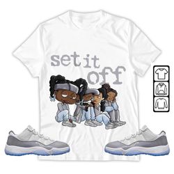 set it off unisex sneaker shirt, cement grey 11s tee, jordan 11 low cement grey t-shirt, hoodie, tanktop, longslevees