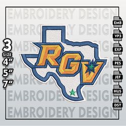 UT Rio Grande Valley Vaqueros Embroidery Designs, NCAA Logo Embroidery Files, Machine Embroidery Pattern