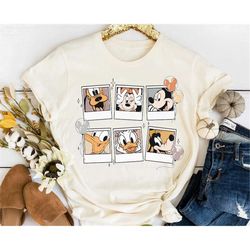 retro disney characters polaroid shirt mickey minnie donald daisy goofy pluto t-shirt magic kingdom park walt disney wor