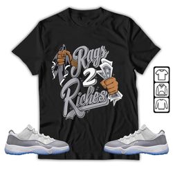 rag 2 riches unisex sneaker shirt, cement grey 11s tee, jordan 11 low cement grey t-shirt, hoodie, tanktop, longsleeves