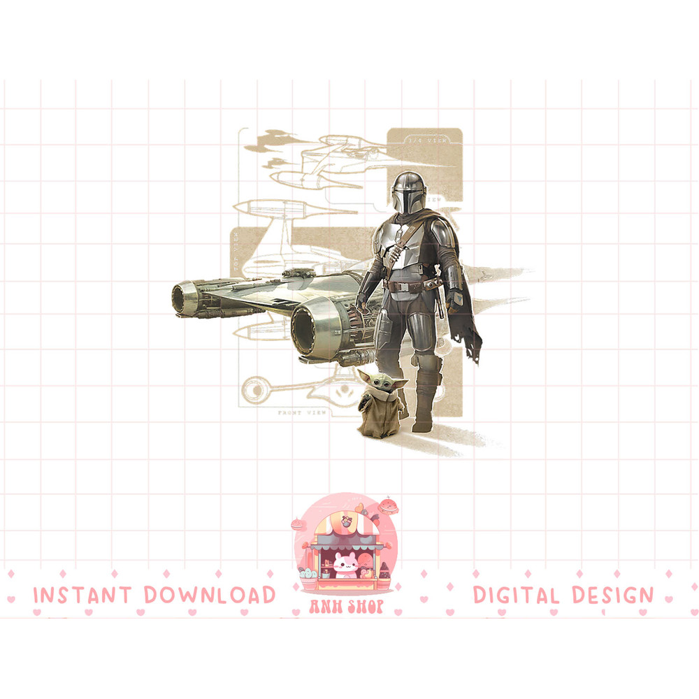 Star Wars The Mandalorian & Child Starfighter Schematic T-Shirt copy.jpg