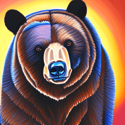 Bear Print / Art Digital Painting / Animals / Decor Room / Wild World