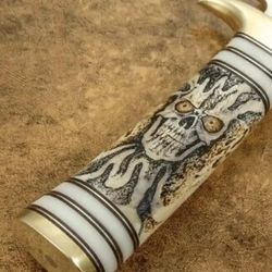 custom handmade d2 steel knife with beautiful engraved handle