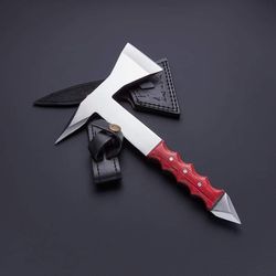 THE THROWFLOW || Custom Hand Forged || D2 Tool Steel || Throwing Axe || Red & Green Variant || High Carbon Steel || Gift