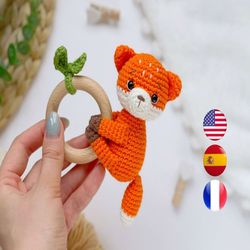 CROCHET PATTERN rattle fox, Crochet baby rattle pattern, Fox teether toy, Amigurumi forest animals for beginners PDF