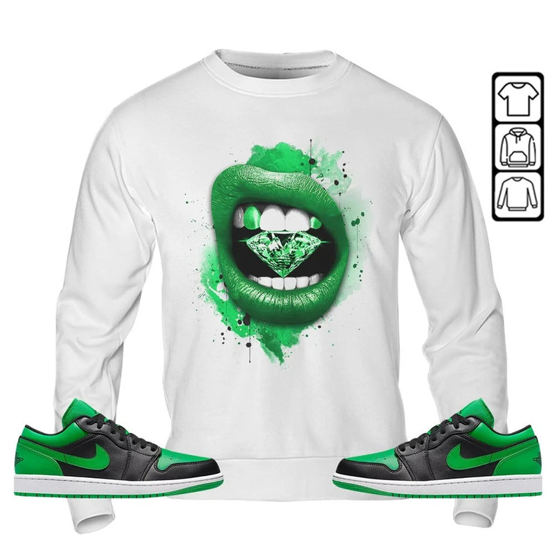 Diamond Lips Unisex Sneaker Shirt, Lucky Green 1s Tee, Jordan 1 Lucky Green T-Shirt, Hoodie, Sweatshirt, Tanktop