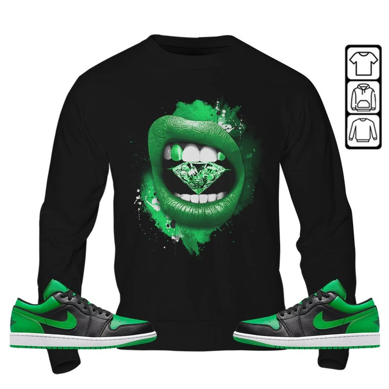 Diamond Lips Unisex Sneaker Shirt, Lucky Green 1s Tee, Jordan 1 Lucky Green T-Shirt, Hoodie, Sweatshirt, Tanktop