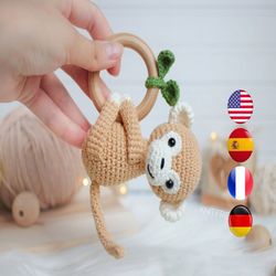 CROCHET PATTERN monkey rattle PDF, Monkey crochet pattern, Amigurumi safari animal, Easy crochet baby rattle tutorial