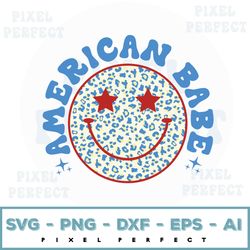 american babe svg, retro svg, 4th of july svg, happy face svg, leopard prinsvg, vintage groovy smiley face, sublimate de