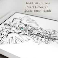 Elephant Tattoo Designs For Ladies Ganesha Tattoo Sketch Elephant Ganesha Tattoo Design, Instant download JPG, PDF, PNG