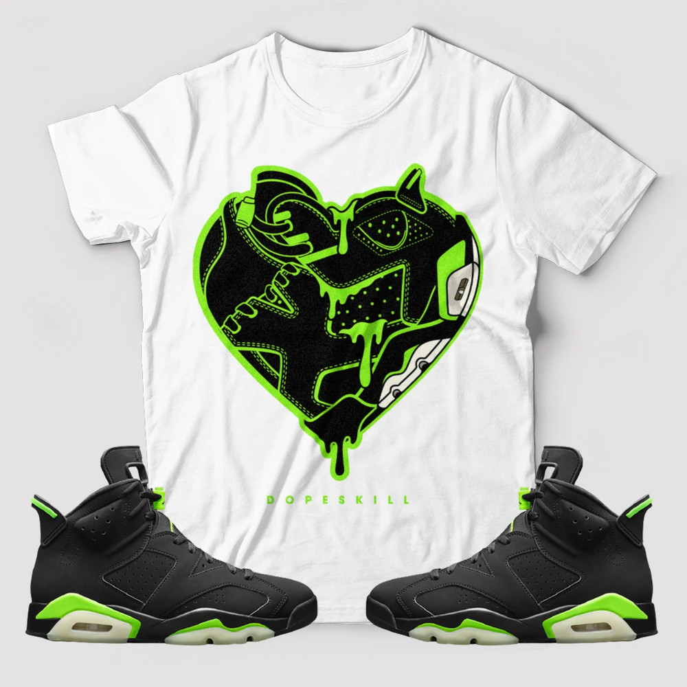 Heart Unisex Sneaker Shirt, Electric Green 6 Tee, Jordan 6 Electric Green T-Shirt, Hoodie, Sweatshirt, Tanktop,