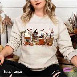 halloween horror movie coffee latte shirt halloween drink cozy shirt horror movie tee jason mask scream coffee shirt spo