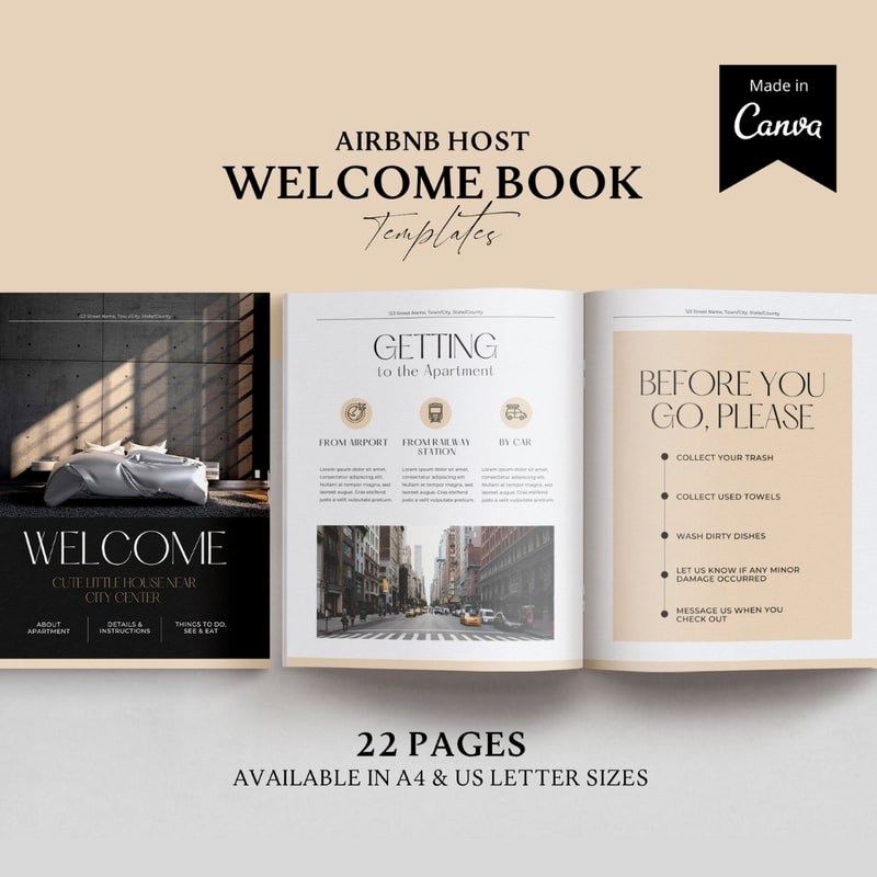 Airbnb book template, Airbnb host Guest book, Inspire