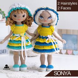 Crochet Doll Pattern Sonya (PDF in English), crochet doll base pattern, instant download