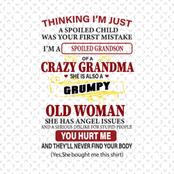 thinking im just a spoiled child was your first mistake im a spoiled grandson svg files for silhouette, files for cricut