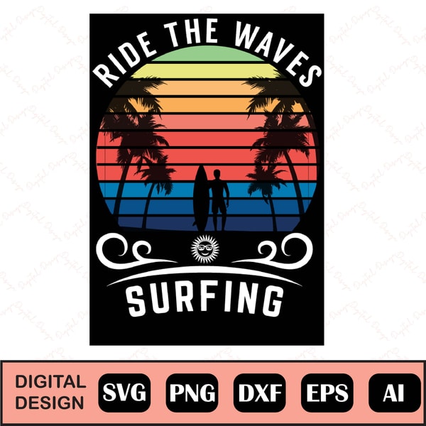 Ride The Wave Svg, Free Ride The Wave Svg Download, Surfing | Inspire ...