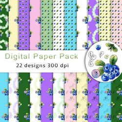 blueberry watercolor pattern, jpeg