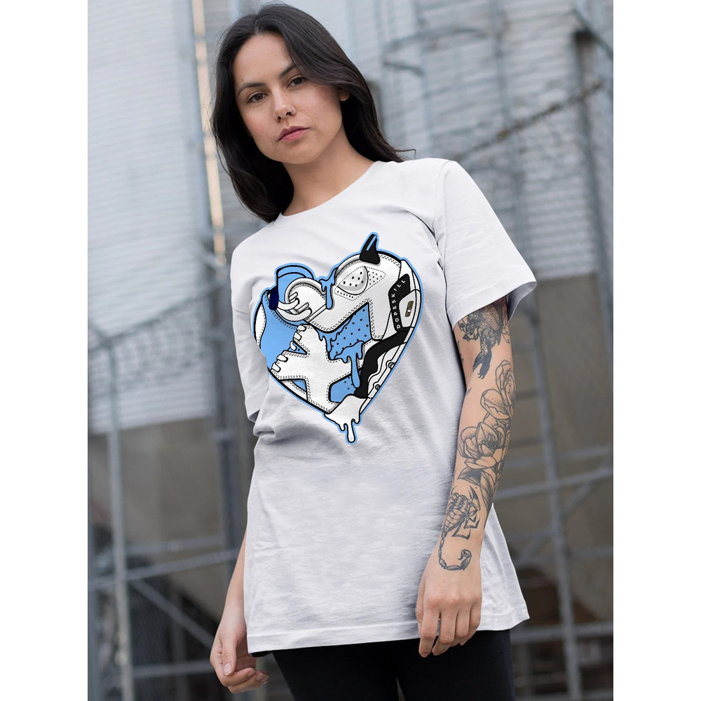 Heart Unisex Sneaker Shirt, Retro University Blue 6s Tee, Jordan 6 University Blue T-Shirt, Hoodie, Tanktop, Longsleeves