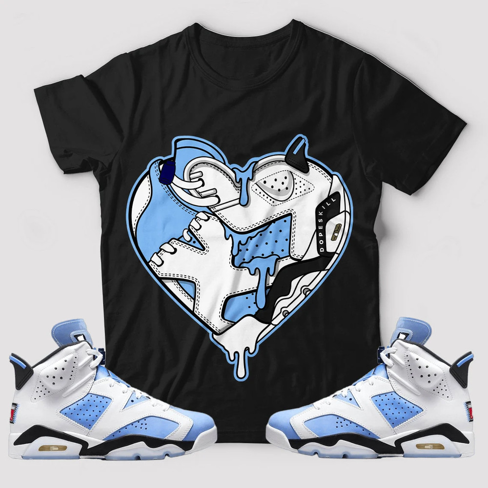 Heart Unisex Sneaker Shirt, Retro University Blue 6s Tee, Jordan 6 University Blue T-Shirt, Hoodie, Tanktop, Longsleeves