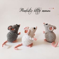 Realistic small mouse. Crochet PDF pattern. Amigurumi