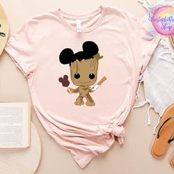 baby groot shirt, mickey ears shirt, guardians of the galaxy shirt, disney character tee, disney vacation shirt, na-1207